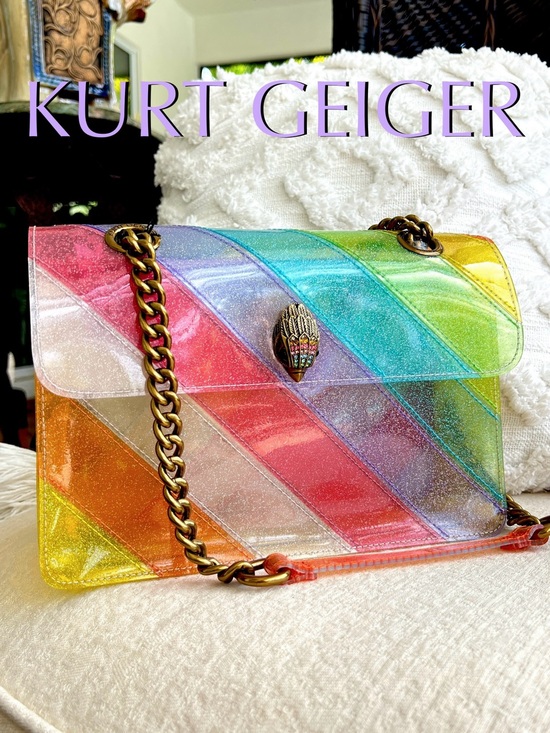 Kurt Geiger Handbags - KURT GEIGER  Kensington Vinyl CLEAR RAINBOW GLITTERED crossbody / shoulder bag